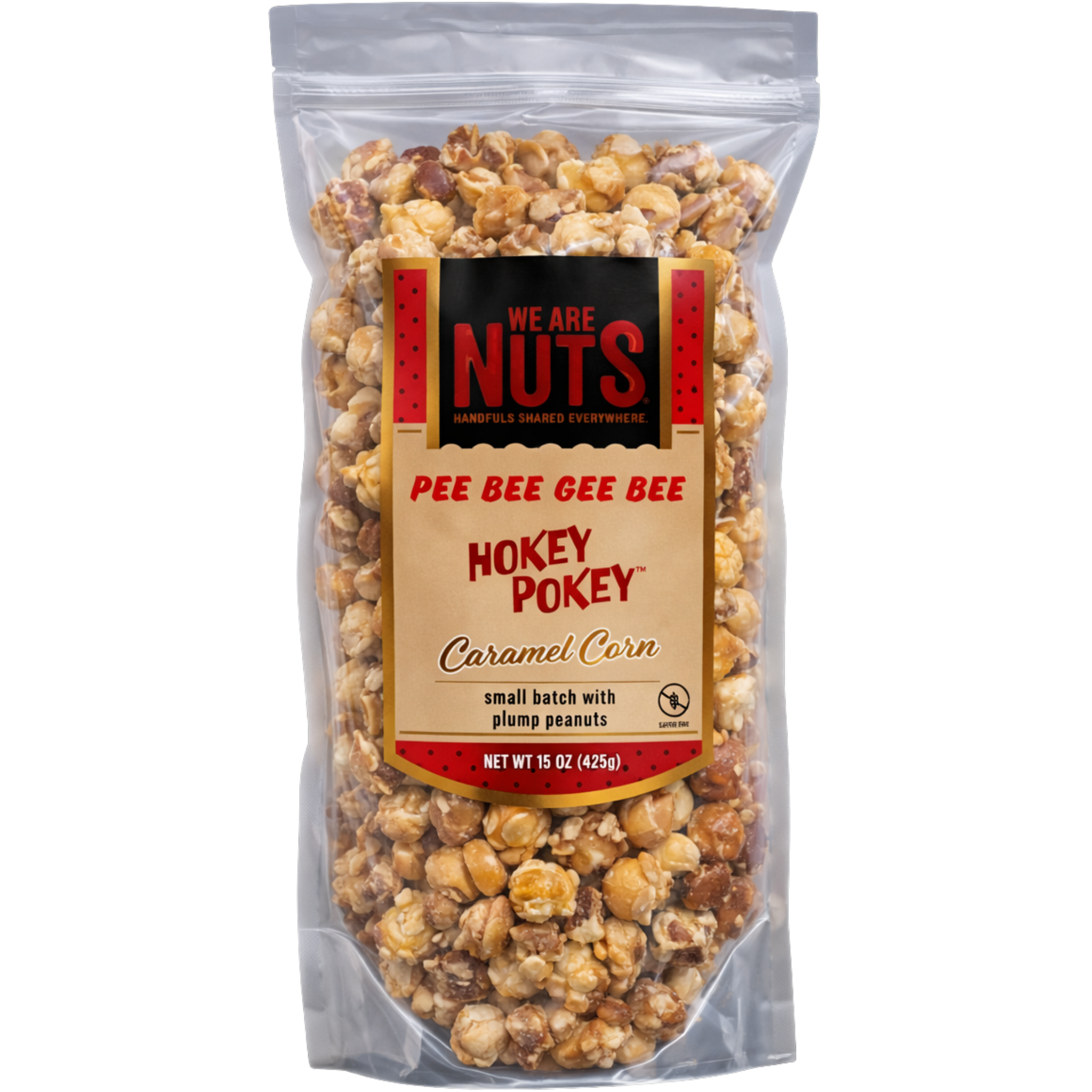 Hokey Pokey Pee Bee Gee Bee 15 oz – Caramel Corn Peanuts | We Are Nuts