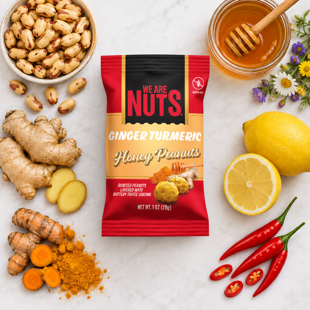 Ginger Turmeric Honey Peanuts Snack Pack-Toffee Nuts-We Are Nuts!