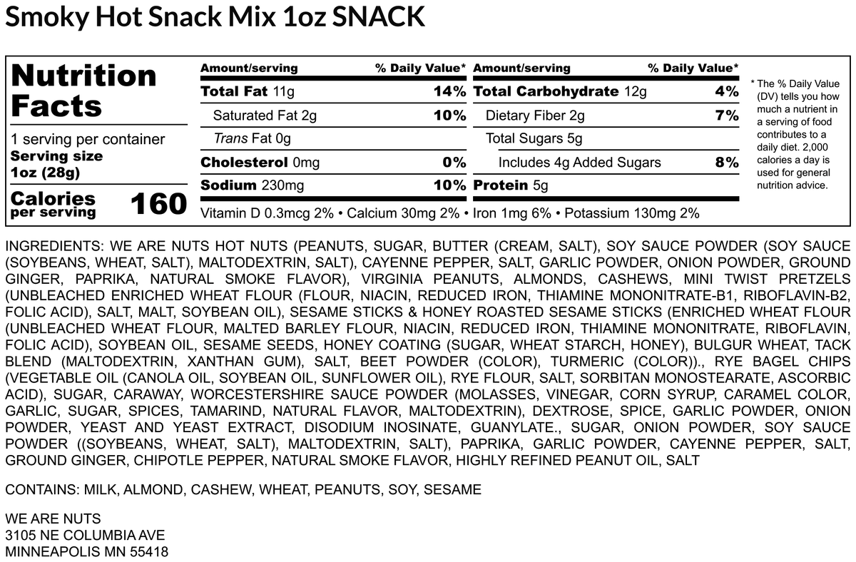 Smoky Hot Snack Mix Snack Pack-Specialty Snack Mixes-We Are Nuts!