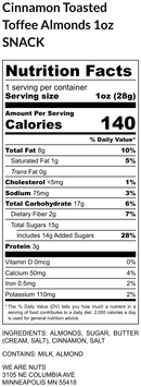 1 oz - Cinnamon Toasted Toffee Almonds-Toffee Nuts-We Are Nuts!