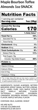 1 oz - Maple Bourbon Toffee Almonds-Toffee Nuts-We Are Nuts!