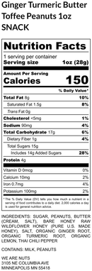 1 oz - Ginger Turmeric Honey Peanuts-Toffee Nuts-We Are Nuts!