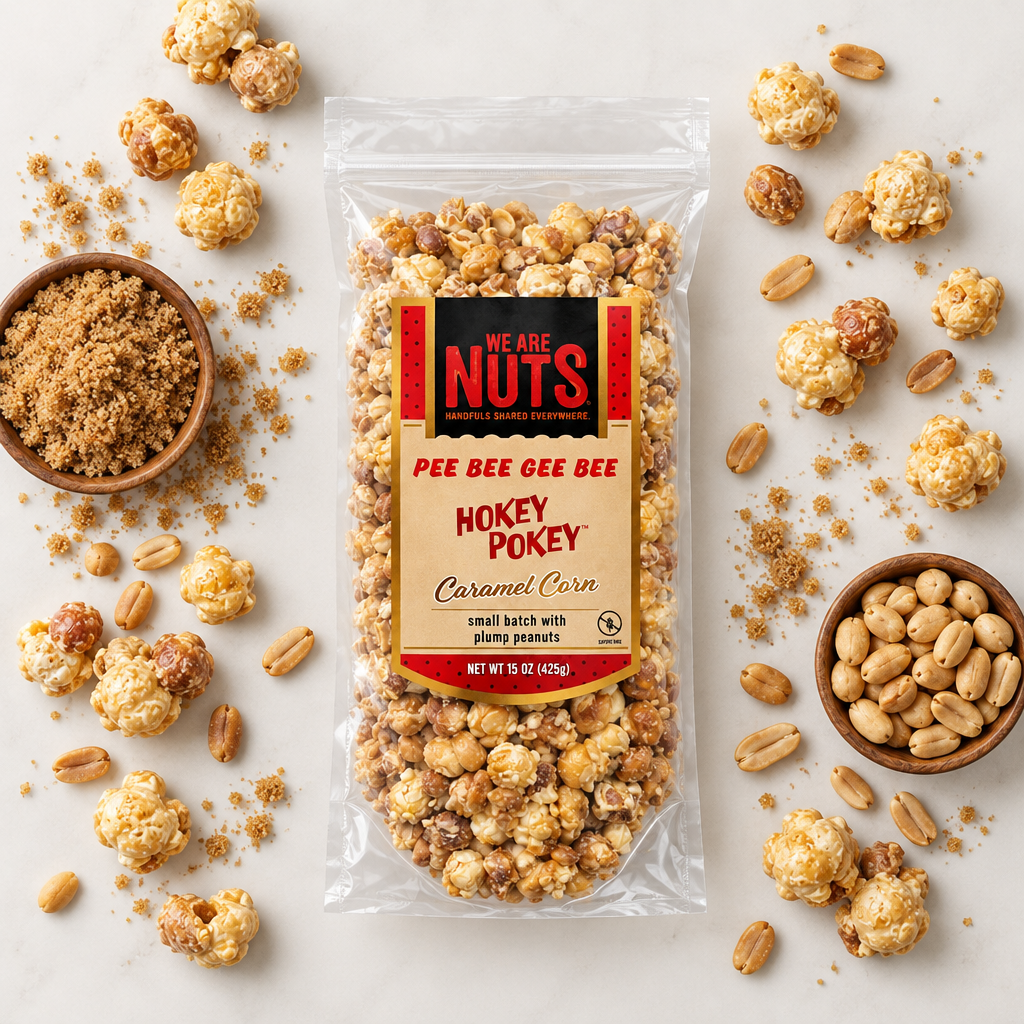 Pee Bee Gee Bee Hokey Pokey Caramel Corn-Hokey Pokey & Tutti Frutti-We Are Nuts!