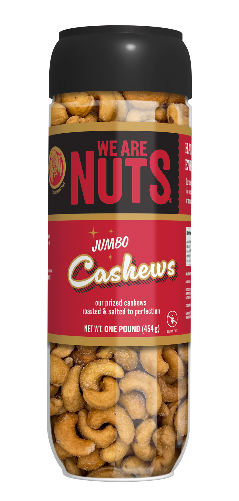 Cashews Whole Extra Large (210ct) Roasted Salted Tall Jar (16 oz)-Nuts-We Are Nuts!