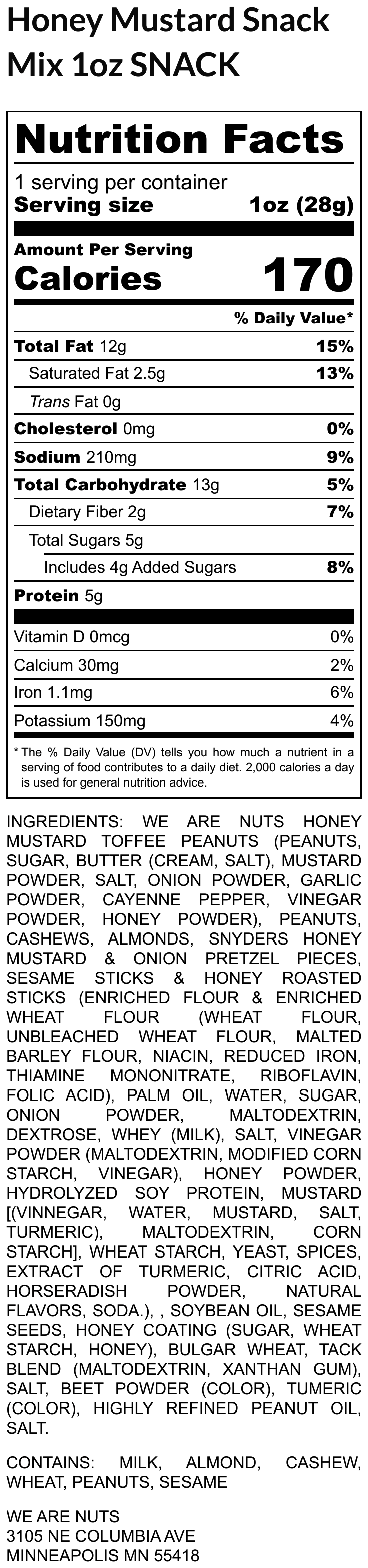 Honey Mustard Snack Mix Snack Pack-Specialty Snack Mixes-We Are Nuts!