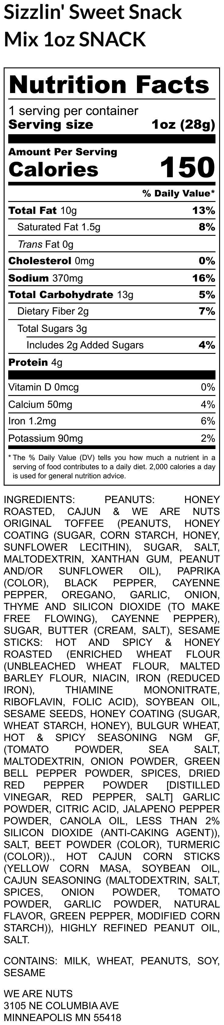 Sizzlin' Sweet Snack Mix Snack Pack-Specialty Snack Mixes-We Are Nuts!