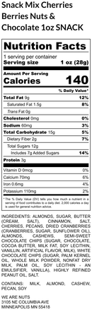 1 oz - Cherries, Berries, Nuts & Chocolate Mix-Specialty Snack Mixes-We Are Nuts!