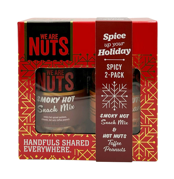 Spicy 2-Pack Gift Box – Smoky Hot Snack Mix & Hot Nuts Toffee Peanuts-Gift Tins-We Are Nuts!