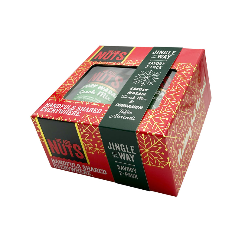 Savory 2-Pack Gift Box – Savory Wasabi Snack Mix & Cinnamon Toffee Almonds-Gift Tins-We Are Nuts!