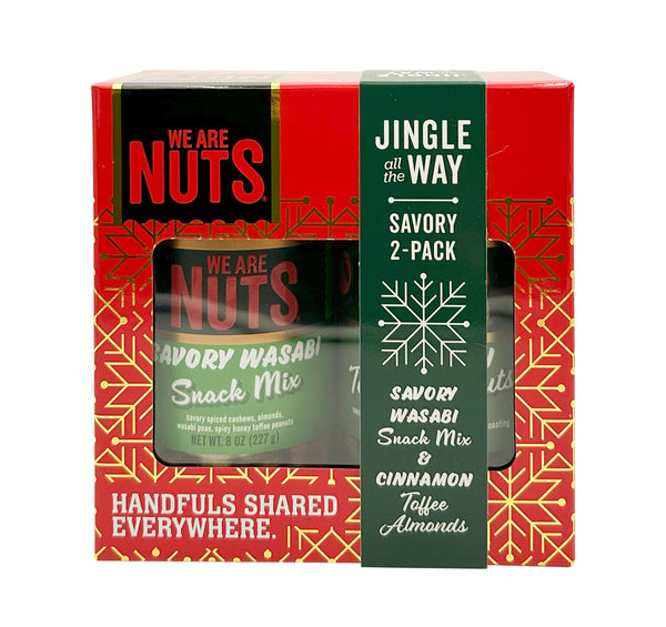 Savory 2-Pack Gift Box – Savory Wasabi Snack Mix & Cinnamon Toffee Almonds-Gift Tins-We Are Nuts!