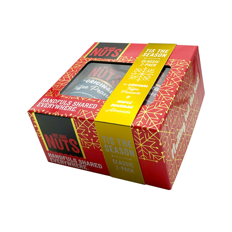 Classic 2-Pack Gift Box – Original Toffee Peanuts & Maple Bourbon Toffee Almonds-Gift Tins-We Are Nuts!