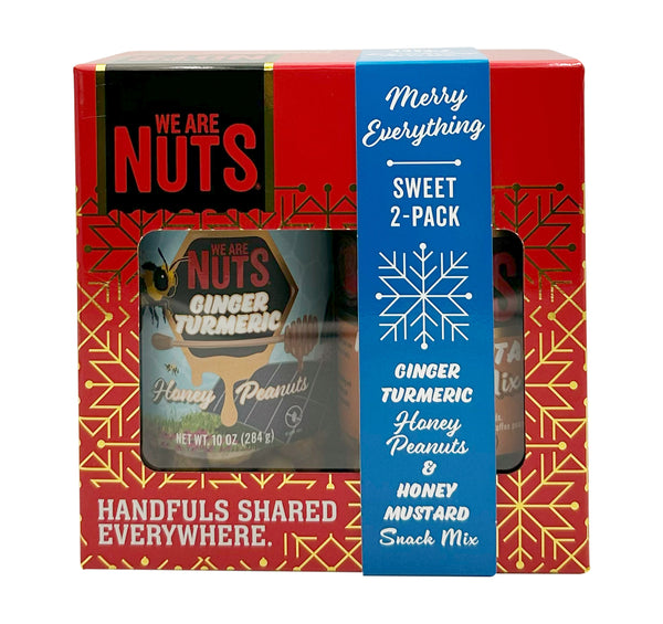 Sweet 2-Pack Gift Box – Ginger Turmeric Honey Peanuts & Honey Mustard Snack Mix-Gift Tins-We Are Nuts!